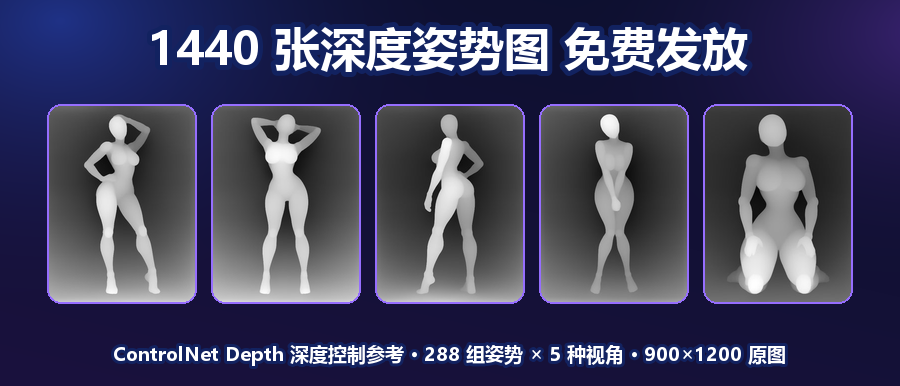 1440 张人体姿态参考图免费下载 · AI 绘画姿势与素体线稿
